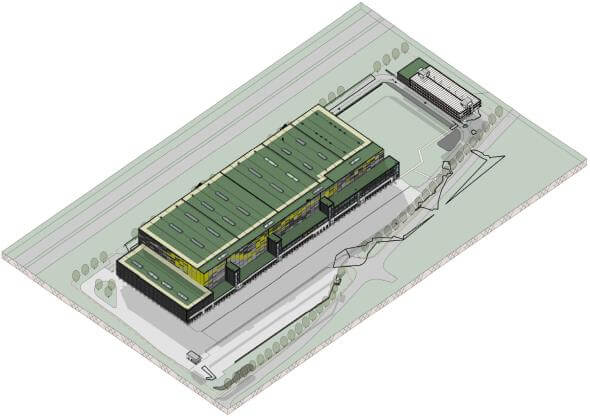 Modernes Edeka Zentrallager in Rastatt, Baden-Württemberg, mit effizienten Lager- und Logistiksystemen.