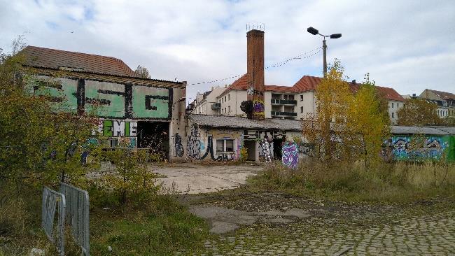 Blick auf den Bayerischen Bahnhof während der Rückbauarbeiten im Stadtquartier Lößniger Straße, Leipzig.