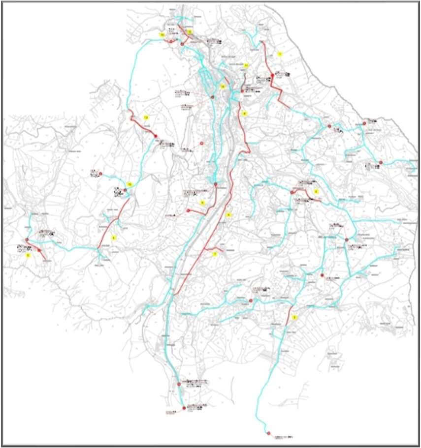 Grafik zur Darstellung der aktuellen Wasserversorgungsinfrastruktur im Rahmen des Sanierungskonzepts.
